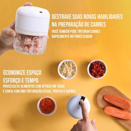 Imagem de Mini Processador Alimentos Triturador Elétrico Sem Fio 250ml Usb Regarregável