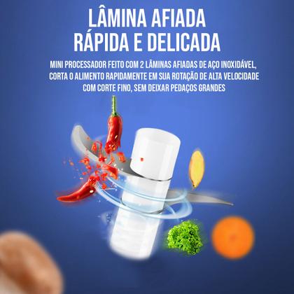 Imagem de Mini Processador Alimentos Triturador Elétrico Sem Fio 250ml Usb Regarregável