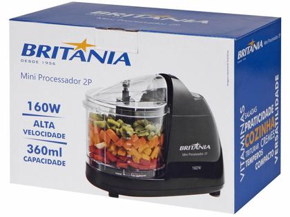 Imagem de Mini Processador Britânia 2P 160W Jarra 0,36L Lâmina Aço Inox Transparente Trituração Fácil