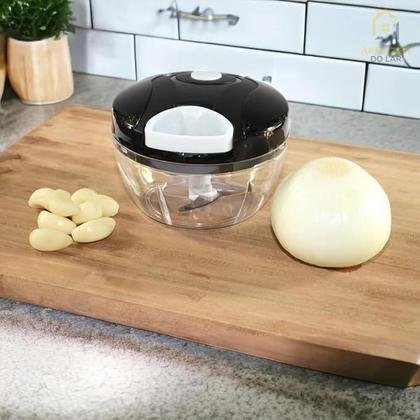 Imagem de Mini Processador de Alimentos Manual, Triturador de Alho, 500ml Grande, 3 Laminas Afiadas Aço Inox