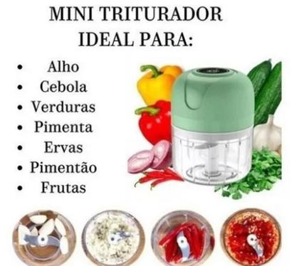 Imagem de Mini Processador Elétrico de Alimentos Portátil com 3 lâminas de aço inox USB 250 ml Bivolt