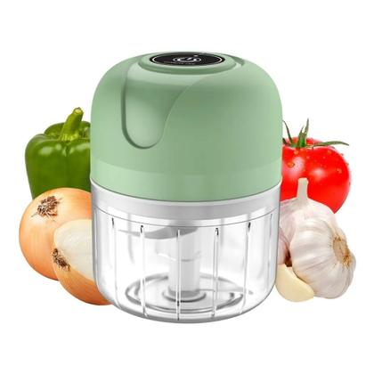 Imagem de Mini Processador Elétrico de Alimentos Portátil com 3 lâminas de aço inox USB 250 ml Bivolt