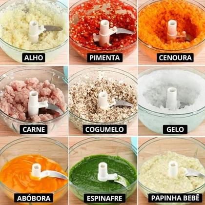 Imagem de Mini Processador Manual Triturador de Alimentos, Batedor Mixer e Espremedor de Frutas 500ml Útil Bazar 3 em 1