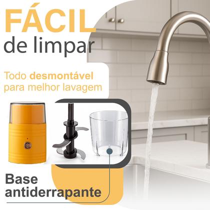 Imagem de Mini Processador Moedor Elétrico Recarregável Triturador De Alho Sem Fio USB 2 Em 1