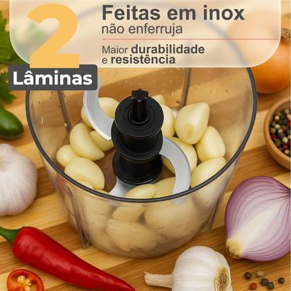 Imagem de Mini Processador Moedor Elétrico Recarregável Triturador De Alho Sem Fio USB 2 Em 1