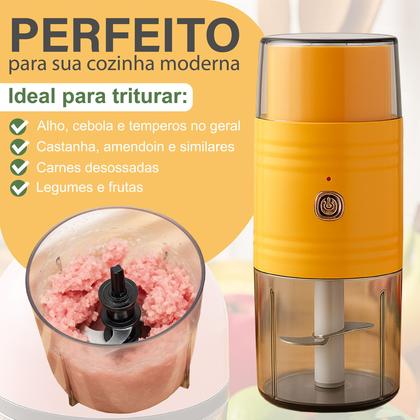 Imagem de Mini Processador Moedor Elétrico Recarregável Triturador De Alho Sem Fio USB 2 Em 1