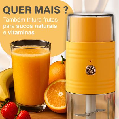 Imagem de Mini Processador Moedor Elétrico Recarregável Triturador De Alho Sem Fio USB 2 Em 1