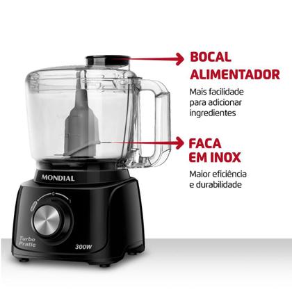 Imagem de Mini Processador Mondial Turbo Pratic 127v 500mL Preto MP-16-B