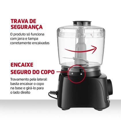 Imagem de Mini Processador Mondial Turbo Pratic 127v 500mL Preto MP-16-B
