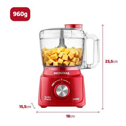 Imagem de Mini Processador Mondial Turbo Pratic 300W Vermelho 220V - MP-16-R