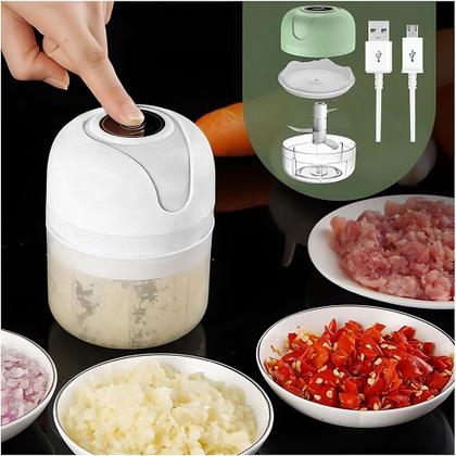 Imagem de Mini Processador Recarregável USB 250ml 3 Lâminas - Branco