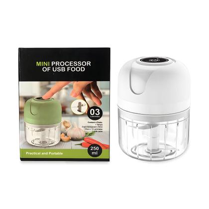 Imagem de Mini Processador Recarregável USB 250ml 3 Lâminas - Branco