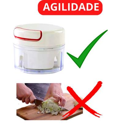 Imagem de Mini Processador Triturador Cortador Picador de Alimentos Tempero Alho Cebola Manual Portátil