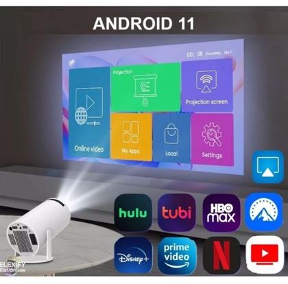 Imagem de Mini projetor 4k android bluehooth wifi datashow slide - pronta entrega