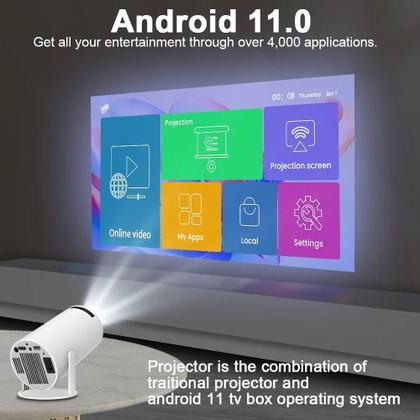 Mini Projetor 4k Android Datashow Bluetooth Wifi Ultra Hd Redondo - EDF Imagem de Mini Projetor 4k Android Datashow Bluetooth Wifi Ultra Hd Redondo