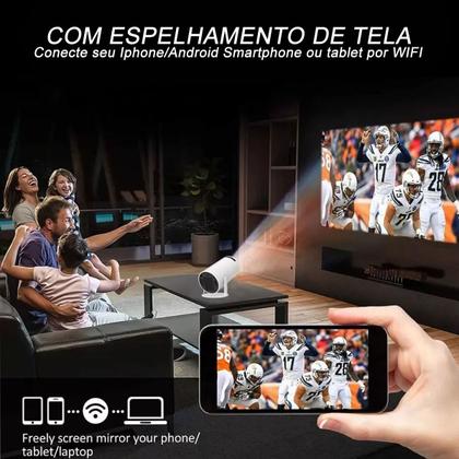 Mini Projetor 4k Android Datashow Bluetooth Wifi Ultra Hd Redondo - EDF Imagem de Mini Projetor 4k Android Datashow Bluetooth Wifi Ultra Hd Redondo