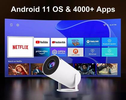 Imagem de Mini Projetor 4k Android Datashow Bluetooth Wifi Ultra Hd Redondo