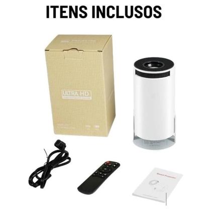 Imagem de Mini Projetor Portatil 4K 1080 Full HD 5g Wifi 6 Bluetooth 5.0 Android HY300 Suporte 8000 Lumens P/Celular LED Projetor