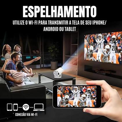 Mini Projetor Portátil 4K Android 11 WiFi 5G Bluetooth HDMI Cinema Em Casa Com 8000 Lumens E 1080P Full HD ONEX Imagem de Mini Projetor Portátil 4K Android 11 WiFi 5G Bluetooth HDMI Cinema Em Casa Com 8000 Lumens E 1080P Full HD ONEX