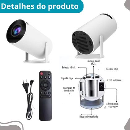 Imagem de Mini Projetor Portátil 4k Android Full Hd Smart Wifi Cinema funcional e leve