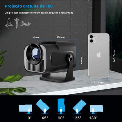 Imagem de Mini Projetor Portátil Hy-320 - 720p, Android 11, Wi-Fi, Bluetooth 5.0 e 320 ANSI Lumens