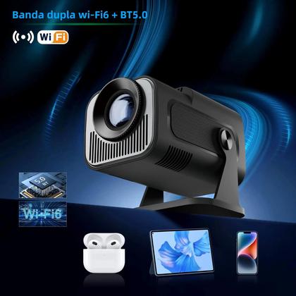 Imagem de Mini Projetor Portátil Hy-320 - 720p, Android 11, Wi-Fi, Bluetooth 5.0 e 320 ANSI Lumens