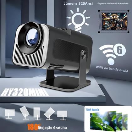 Imagem de Mini Projetor Portátil Hy-320 - 720p, Android 11, Wi-Fi, Bluetooth 5.0 e 320 ANSI Lumens