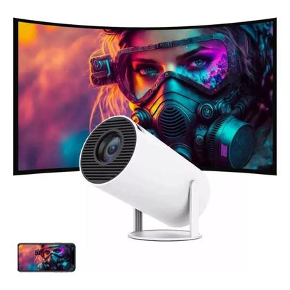 Imagem de Mini Projetor Portátil HY300 Android 11 WiFi Bluetooth HDMI USB HD Tela 130 Polegadas Bivolt Branco com Controle Remoto