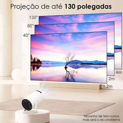 Imagem de Mini Projetor Wifi Suporta Hdmi 4k 1080p Android 11 Portátil Cor Branco 127/220V