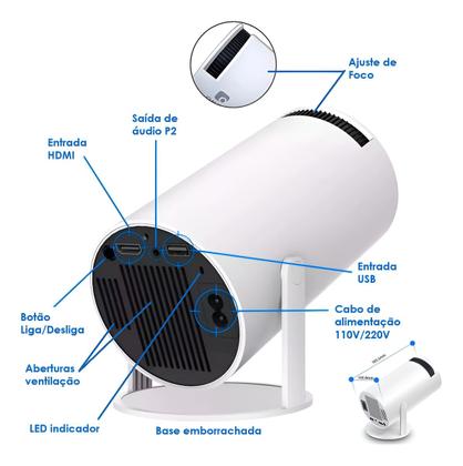 Imagem de Mini Projetor Wifi Suporta Hdmi 4k 1080p Android 11 Portátil Cor Branco 127/220V