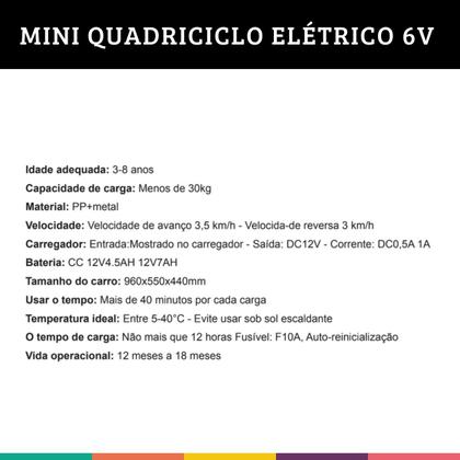 Imagem de Mini Quadriciclo Azul Infantil Elétrico 6v Som e Luz