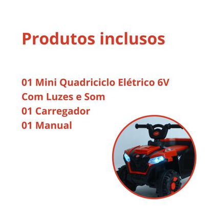 Imagem de Mini Quadriciclo Carro Elétrico 6V Infantil Com Luzes e Som