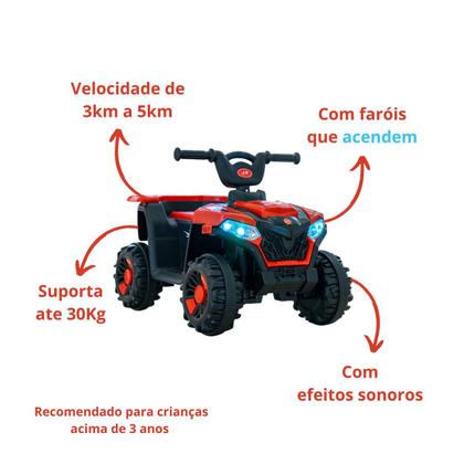 Imagem de Mini Quadriciclo Carro Elétrico 6V Infantil Com Luzes e Som