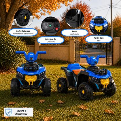 Imagem de MIni Quadriciclo Elétrico Infantil 6V Adventure Azul Com Led e Som Unitoys