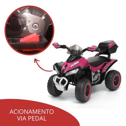 Imagem de Mini Quadriciclo Elétrico Rosa Bivolt 6V com Fárois Led