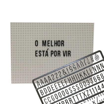 Imagem de Mini Quadro Letreiro Com 200 Caracteres 28X21Cm Cinza