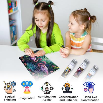 Imagem de Mini quebra-cabeças HENGCHI, 150 peças, 6 x 4 polegadas, pacote com 3 animais