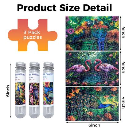 Imagem de Mini quebra-cabeças HENGCHI, 150 peças, 6 x 4 polegadas, pacote com 3 animais