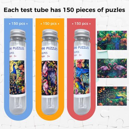 Imagem de Mini quebra-cabeças HENGCHI, 150 peças, 6 x 4 polegadas, pacote com 3 animais