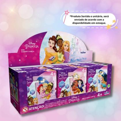 Imagem de Mini QuebraCabeça Disney Princesas 10 Peças Sortido e Unitário  Madeira e Papel Cartão Pais e Filhos