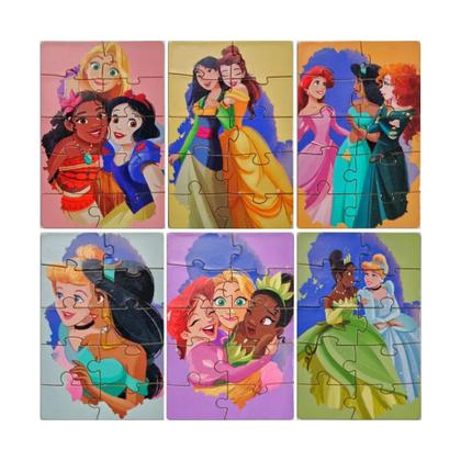 Imagem de Mini QuebraCabeça Disney Princesas 10 Peças Sortido e Unitário  Madeira e Papel Cartão Pais e Filhos