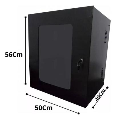 Imagem de Mini Rack 12u 400mm Servidor Porta Acrílica Padrão19 E 2 Bandejas 250mm