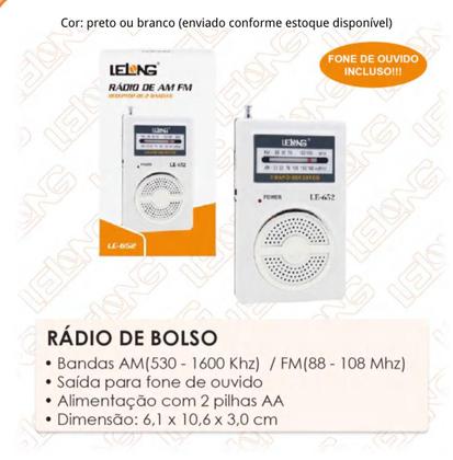 Imagem de Mini Rádio De Bolso AM FM Com Fone Portátil Clássico A Pilha