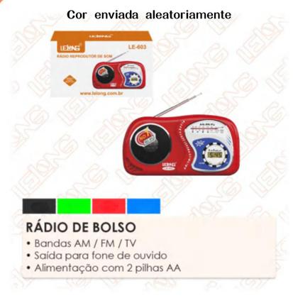 Imagem de Mini Rádio FM AM TV De Bolso Portátil Com Relógio LCD A Pilha