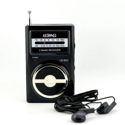 Imagem de Mini Rádio Portátil Radinho De Pilha Am/fm Mini Fone Preto