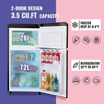 Imagem de Mini refrigerador DEMULLER 98L de porta dupla de 3,5 pés cúbicos com freezer