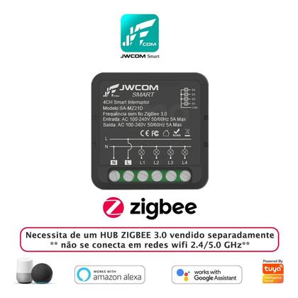 Imagem de Mini Relé Zigbee 4 Canais 5a Interruptor Inteligente Alexa Preto SA-MZ21D