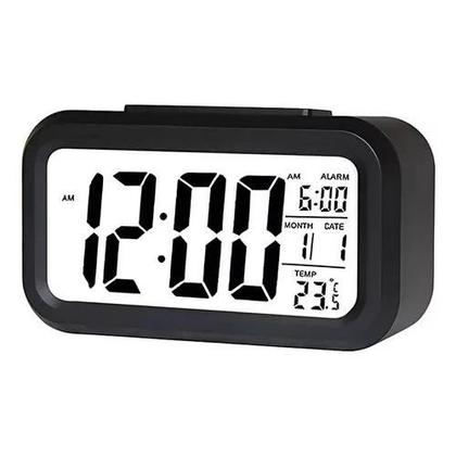 Imagem de Mini Relógio Digital Com Led Temperatura Alarme Data e Mês Fácil E Prático Sortido (Branco/Preto)