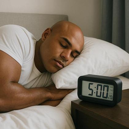 Imagem de Mini Relógio Digital Preto Data Mês Acorda Horas Som Horas Pequeno Branco Led Temperatura Alarme