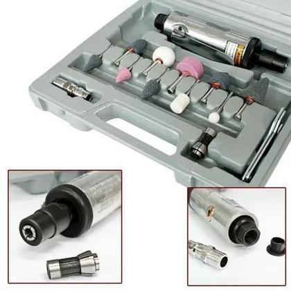 Imagem de Mini Retífica Pneumática Kit Esmeril Jogo Com Trava Ferramenta Precisão Profissional